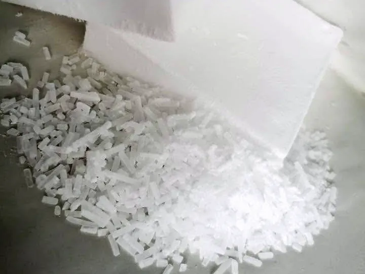 Dry ice blocks and dry ice pellets